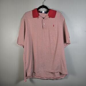 Polo Golf Ralph Lauren Red White Stripe Pima Cotton Shirt XL Spring Meadows